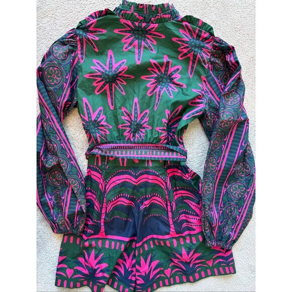 NWT Farm Rio mock neck button down romper, XS $200 E31 - Picture 6 of 9